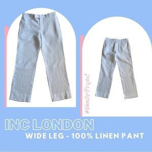 INC London White Wide Leg Linen Pant